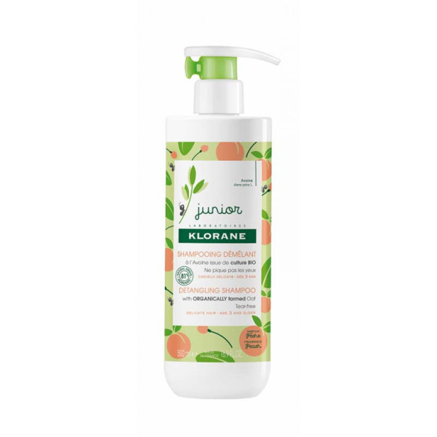 Shampoing Démêlant Enfant à l’Avoine bio parfum Pêche, 500ml Klorane - Parashop