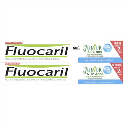 JUNIOR Dentifrice 6-12ans, Bubble Gum, 2x75ml Fluocaril - Parashop