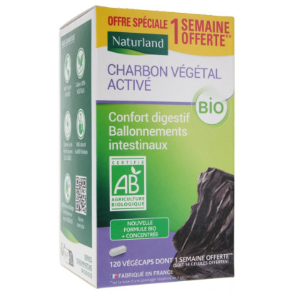 Charbon Végétal Activé bio, 120 végécaps