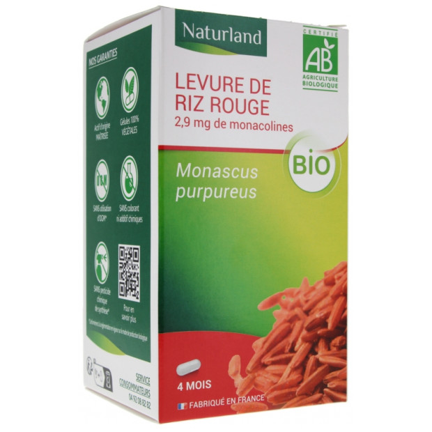 Levure de riz rouge bio, 120 végécaps Naturland - Parashop