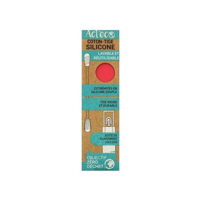 ACT'ECO Coton tige silicone lavable rouge, 1 pièce
