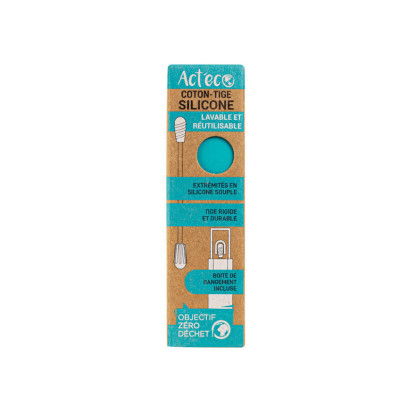 ACT'ECO Coton tige silicone lavable turquoise, 1 pièce