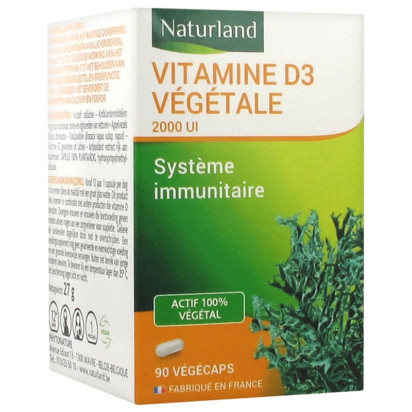 Vitamine D3 végétale, 90 végécaps Naturland - Parashop