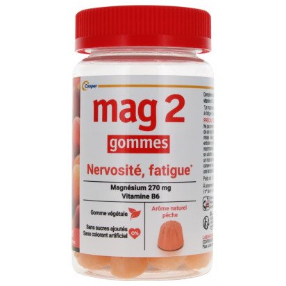 MAG2 Gommes Pêche Nervosité Fatigue, 45 gommes Cooper - Parashop