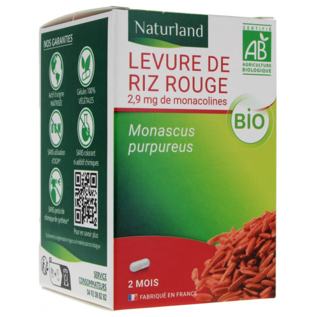 Levure de riz rouge bio, 60 végécaps Naturland - Parashop