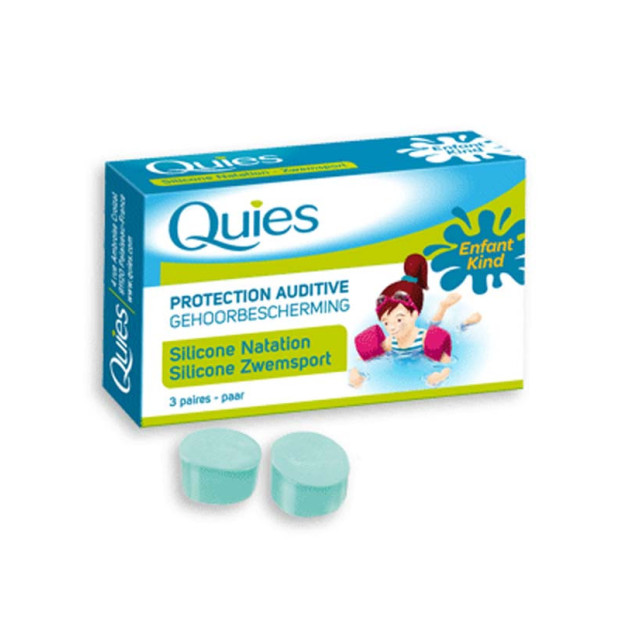 Protection Auditive Silicone Spécial Natation. Boîte 3 Paires Quies - Parashop