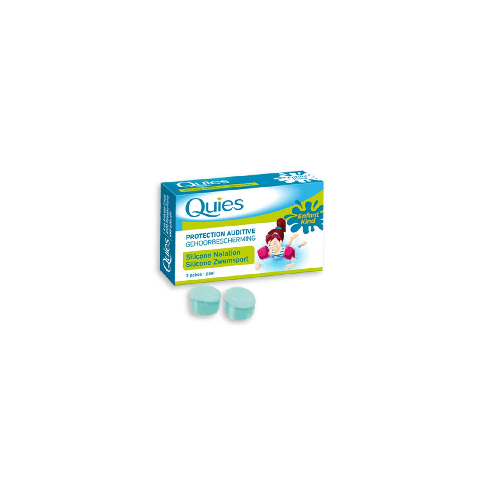QUIES Protection Auditive Filtre Natation en Silicone Enfant 3 Paires