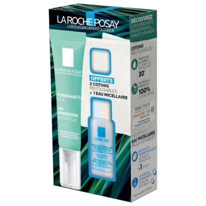 Coffret Hydraphase HA yeux + Eau micellaire peaux sensibles 10ml offerte + Cotons réutilisables offerts