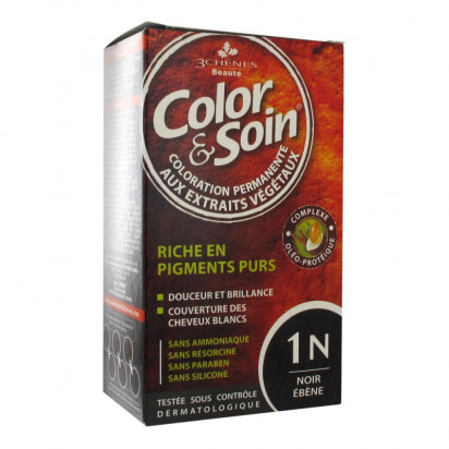 COLOR & SOIN Coloration permanente Noir Ebène 1N Les 3 Chenes - Parashop