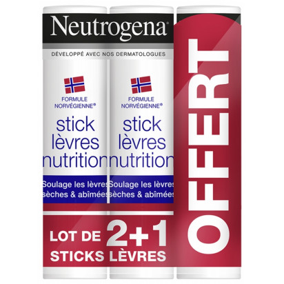 Stick lèvres nutrition, lot 3x4.8g Neutrogena - Parashop