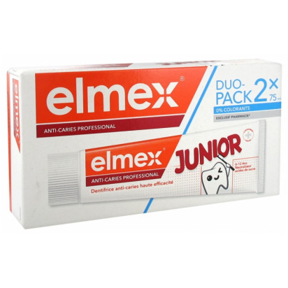 JUNIOR Dentifrice Anti-Caries 6-12 ans, lot 2x75ml Elmex - Parashop
