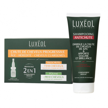 Pack Chute de cheveux progressive 2-en-1 + Shampooing antichute OFFERT Luxeol - Parashop