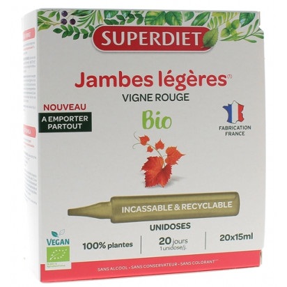 Jambes légères vigne rouge 20 jours, 20 ampoules Super Diet - Parashop