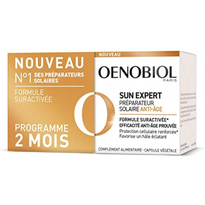 SUN EXPERT Préparation solaire anti-âge 2 mois, lot 2x30 capsules Oenobiol - Parashop