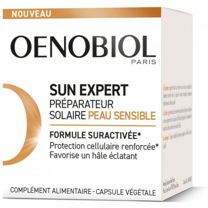 SUN EXPERT Préparation solaire peaux sensibles 1 mois, 30 capsules Oenobiol - Parashop
