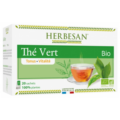 Infusion bio Thé Vert, 20 sachets Herbesan - Parashop