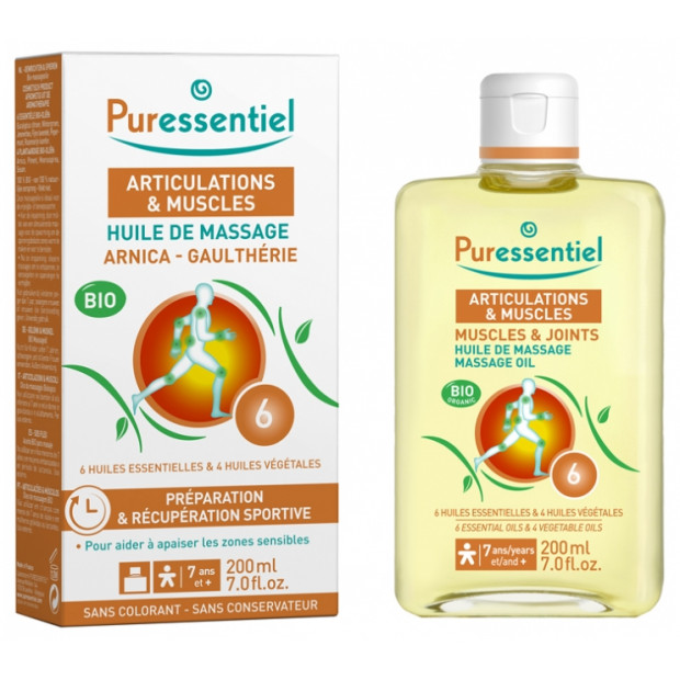 ARTICULATIONS & MUSCLES Huile de massage BIO, 200ml Puressentiel - Parashop