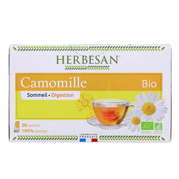 Infusion bio camomille digestion sommeil, 20 sachets Herbesan - Parashop