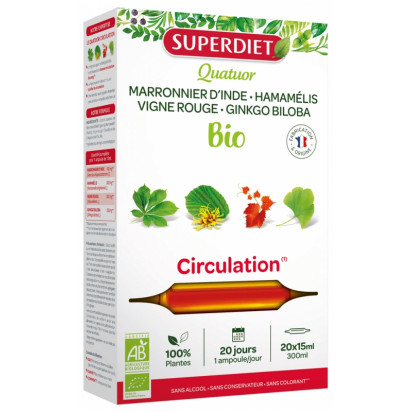 Quatuor circulation bio, 20 ampoules 15ml Super Diet - Parashop