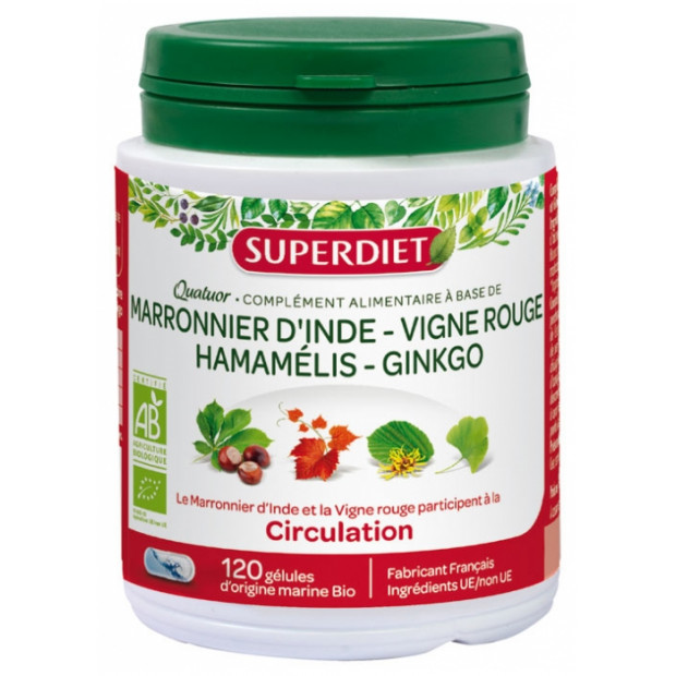 Quatuor circulation bio, 120 gélules Super Diet - Parashop