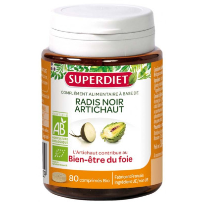 Radis noir artichaut bio, 80 comprimés Super Diet - Parashop.com