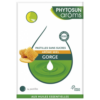 Pastilles gorge miel sans sucre, 24 pastilles Phytosun Aroms - Parashop