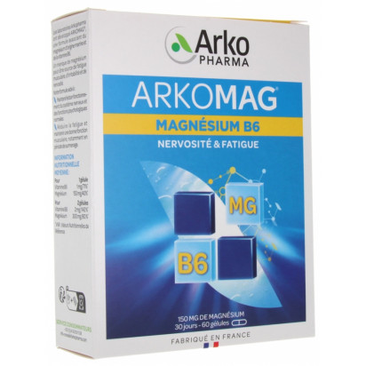 ARKOMAG Magnésium B6 nervosité et fatigue, 1 mois 60 gélules Arkopharma - Parashop