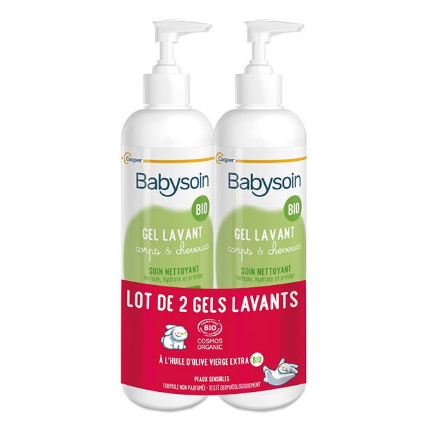 Gel Lavant corps & cheveux Bio, 2x500ml  Babysoin - Parashop