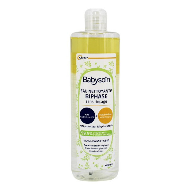 Eau Nettoyante Biphase sans rinçage, 400ml Babysoin - Parashop