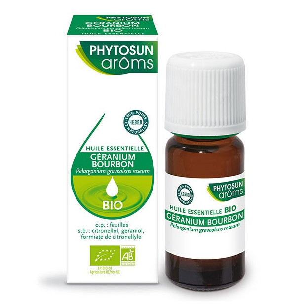 Huile essentielle Geranium Bourbon bio, 10ml Phytosun Aroms - Parashop