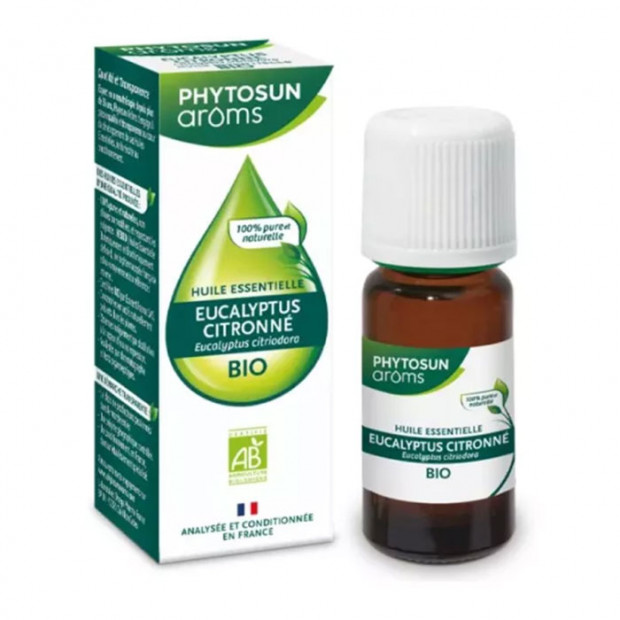 Huile essentielle Eucalyptus Citronné bio, 10ml Phytosun Aroms - Parashop