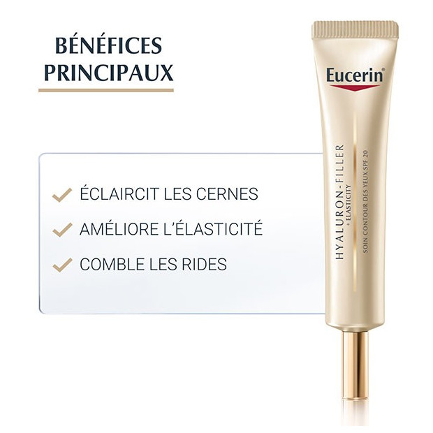 Hyaluron-Filler + Elasticity Soin Contour des Yeux SPF20, 15ml Eucerin - Parashop