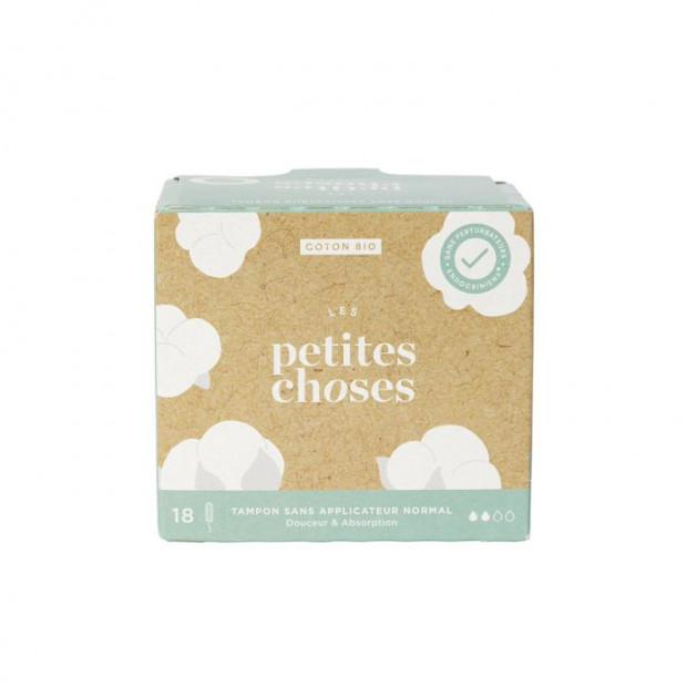 Tampons Sans Applicateurs coton bio Flux Normal, boîte de 18 Les Petites Choses - Parashop