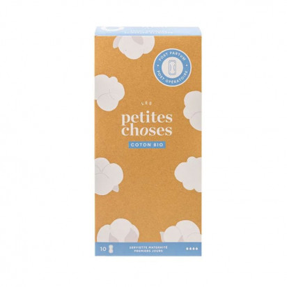 Serviettes Hygiéniques coton bio Maternité Post-Partum, boîte de 10 Les Petites Choses - Parashop