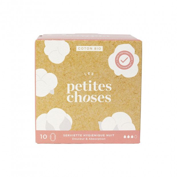 Serviettes Hygiéniques coton bio Nuit, boîte de 10 Les Petites Choses - Parashop