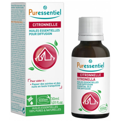 ANTI-PIQUE Diffuse Citronnelle Huiles Essentielles pour Diffusion, 30ml Puressentiel - Parashop