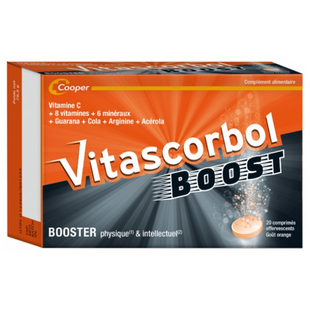 VITASCORBOL BOOST Booster physique & intellectuel, 20 comprimés effervescents Cooper - Parashop