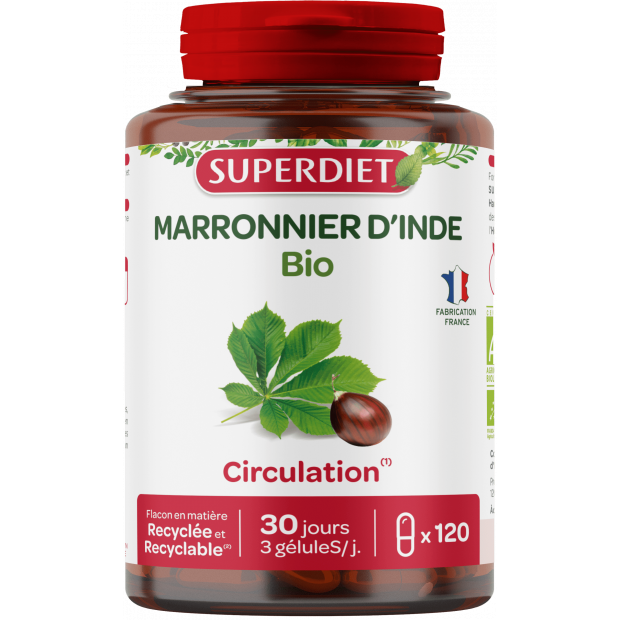 Marronnier d'Inde bio circulation 30 jours, 120 gélules Super Diet - Parashop