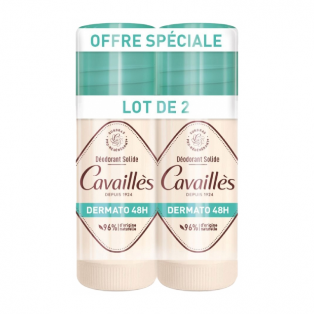 Dermato Déodorant Solide Peaux Sensibles 48H Stick, Lot 2X40ml