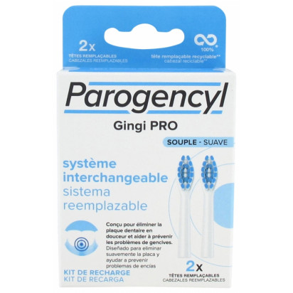 PAROGENCYL GINGI PRO Système Interchangeable Souple, 2 Têtes Remplaçables