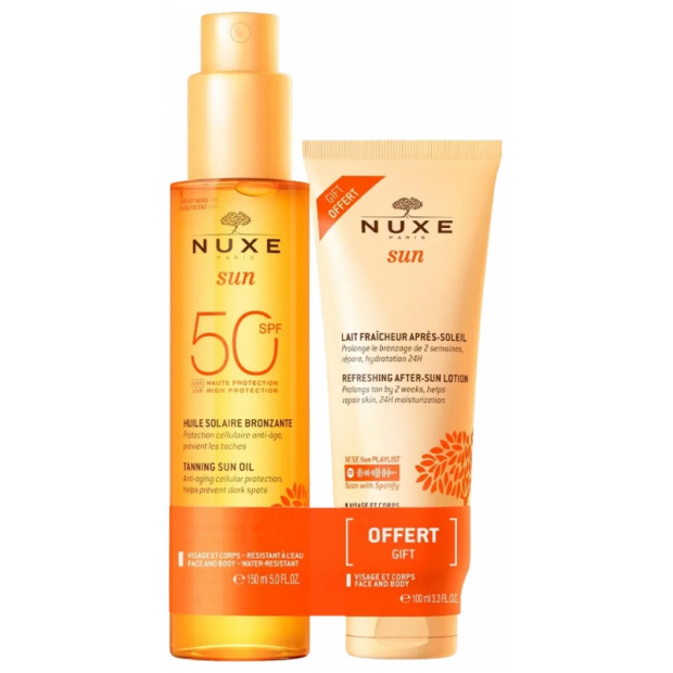 SUN Huile bronzante SPF50 150ml + Lait fraicheur après-soleil 100ml OFFERT