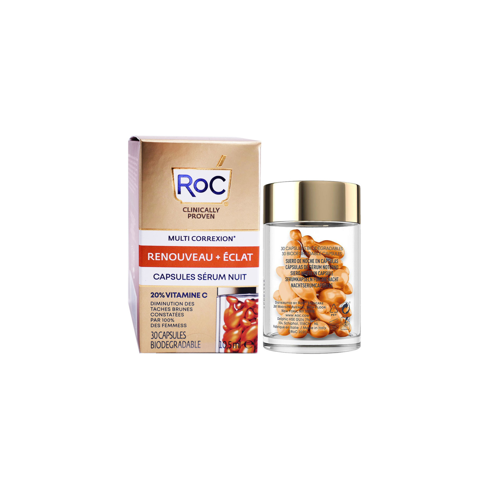 Roc RETINOL CORREXION Renouveau + Éclat capsules sérum nuit vitamine C