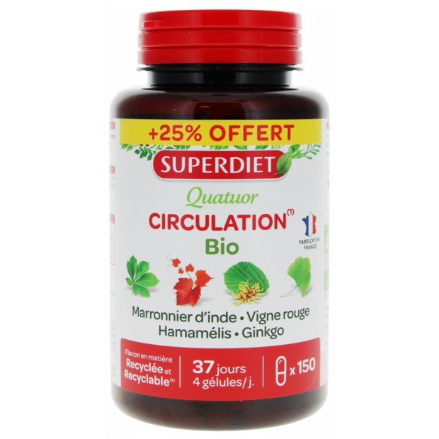 Super Diet Quatuor Circulation, 120 Gélules + 30 Gélules Offertes - Parashop