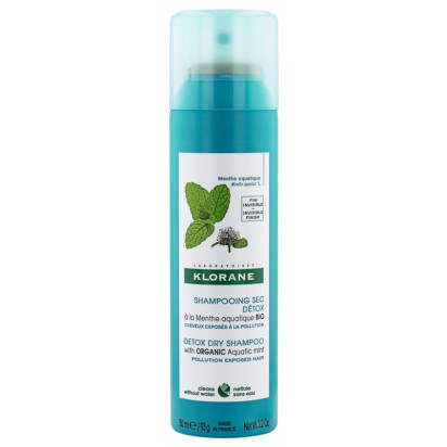 Klorane - DETOX Shampoing Sec Menthe Aquatique Bio cheveux exposés à la pollution, 150ml - Parashop