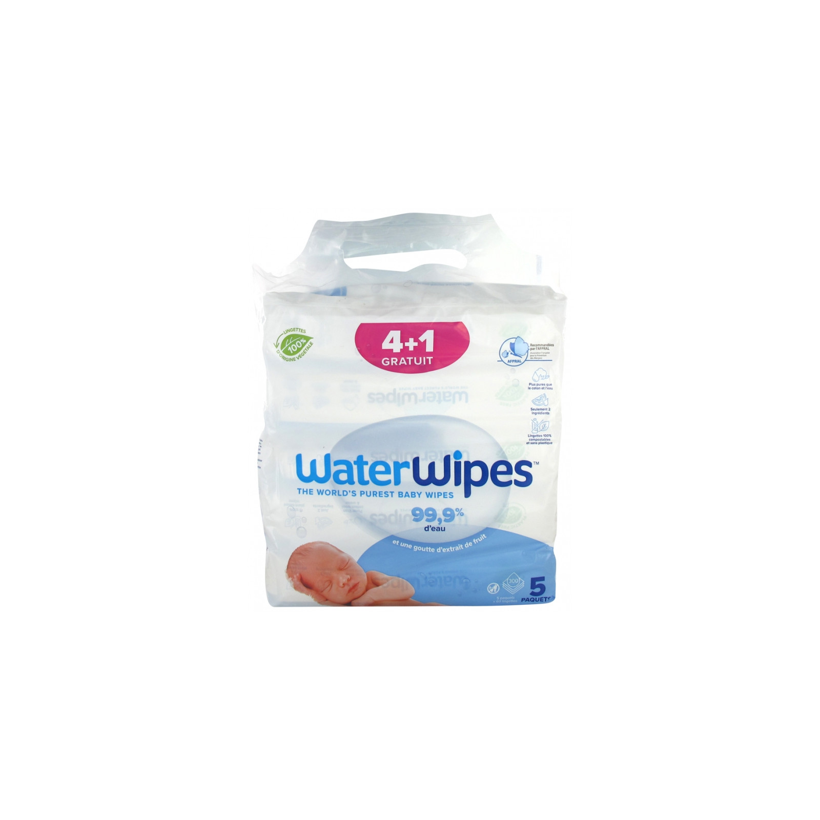 WATERWIPES Pack promotionnel 4+1 x60 lingettes - Cdiscount Puériculture &  Eveil bébé