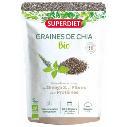 Graines de Chia Bio, 200g SUPERDIET |Parashop.com