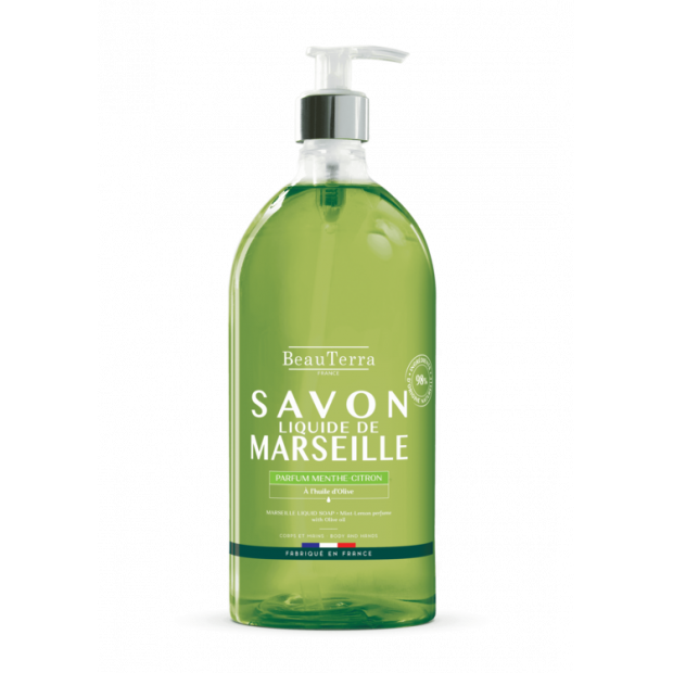 BEAUTERRA Savon liquide Marseille menthe citron, 1L | Parashop.com