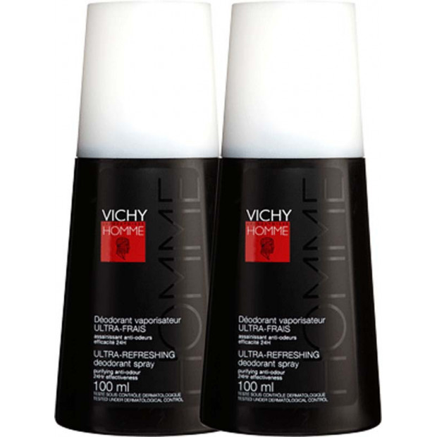 HOMME Déodorant Ultra-Frais, Lot de 2 Vaporisateurs 100ml Vichy - Parashop