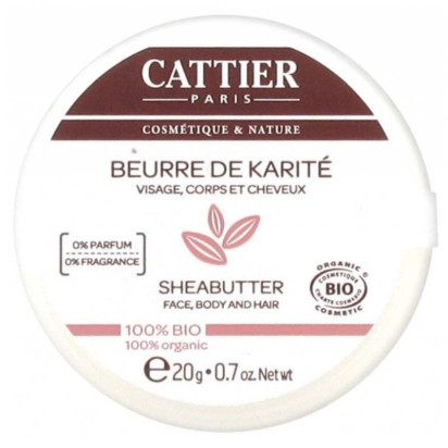 Beurre de karité 100% bio sans parfum, 20g Cattier - Parashop