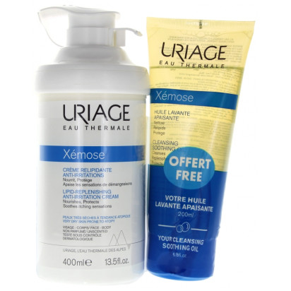 Uriage XEMOSE Crème Relipidante Anti-Irritations 400ml + Huile Lavante Apaisante 200ml OFFERTE | Parashop.com